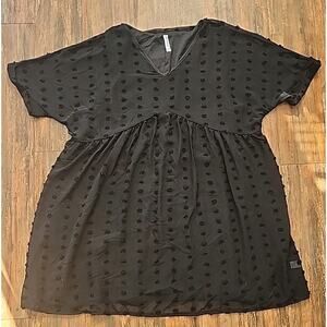 ZENANA 3X Black Babydoll Polka Sheer over black sheath Dress. Date night